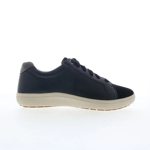 Aetrex Courtney CA100 Womens Black Wide Leather Lifestyle Sneakers Shoes