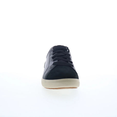 Aetrex Courtney CA100 Womens Black Wide Leather Lifestyle Sneakers Shoes