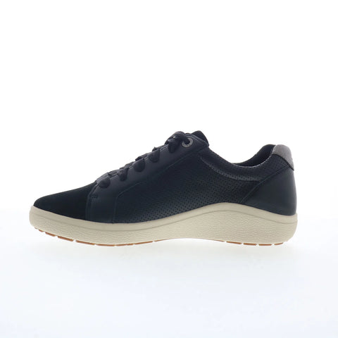 Aetrex Courtney CA100 Womens Black Wide Leather Lifestyle Sneakers Shoes
