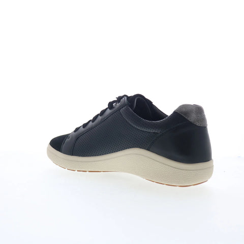 Aetrex Courtney CA100 Womens Black Wide Leather Lifestyle Sneakers Shoes