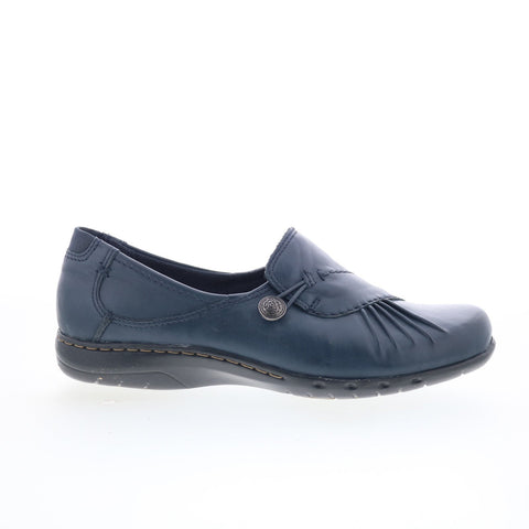 Cobb Hill Paulette CAG01NV Womens Blue Leather Wide Loafer Flats Shoes