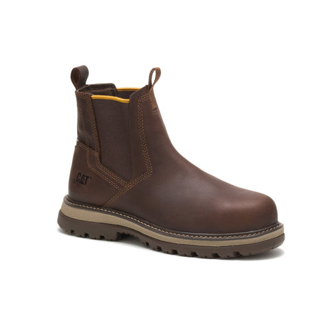Caterpillar Fairbanks Chelsea Steel Toe P91224 Mens Brown Wide Work Boots