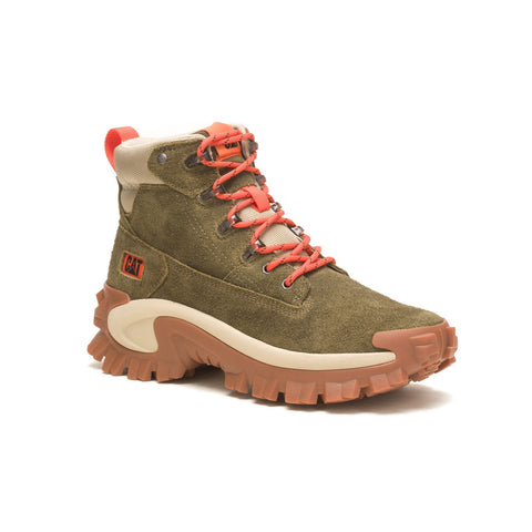 Caterpillar Intruder Ply P111091 Mens Green Leather Casual Dress Boots