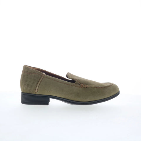 Cobb Hill Crosbie Moc CI9329 Womens Green Suede Slip On Pumps Heels Shoes