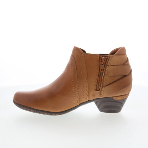 Cobb Hill Laurel Woven B CJ0506 Womens Brown Leather Ankle & Booties Boots
