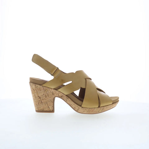 Cobb Hill Alleah Sling CJ0945 Womens Yellow Leather Wedges Sandals Shoes