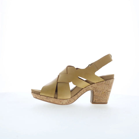 Cobb Hill Alleah Sling CJ0945 Womens Yellow Leather Wedges Sandals Shoes