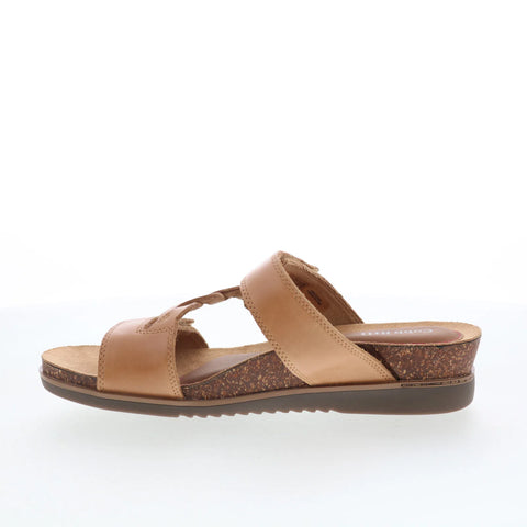 Cobb Hill May W Slide CJ0953 Womens Brown Leather Slides Sandals Shoes