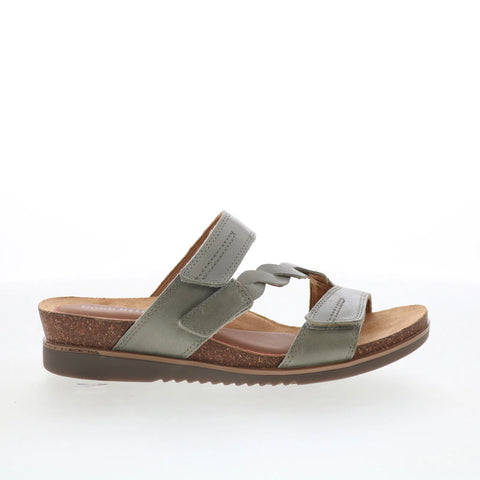 Cobb Hill May W Slide CJ1908 Womens Green Leather Slip On Slides Sandals Shoes
