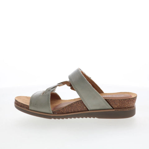 Cobb Hill May W Slide CJ1908 Womens Green Leather Slip On Slides Sandals Shoes