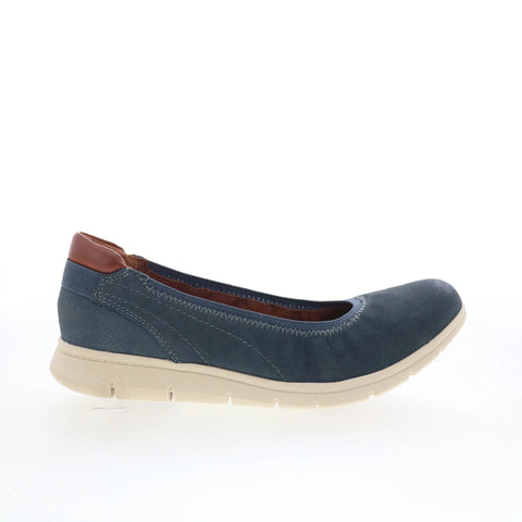 Cobb Hill Lidia Ballet CJ2459 Womens Blue Nubuck Slip On Ballet Flats Shoes