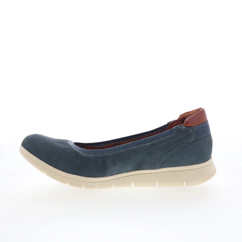 Cobb Hill Lidia Ballet CJ2459 Womens Blue Nubuck Slip On Ballet Flats Shoes