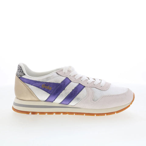 Gola Daytona Blaze CLB338 Womens White Suede Lace Up Lifestyle Sneakers Shoes