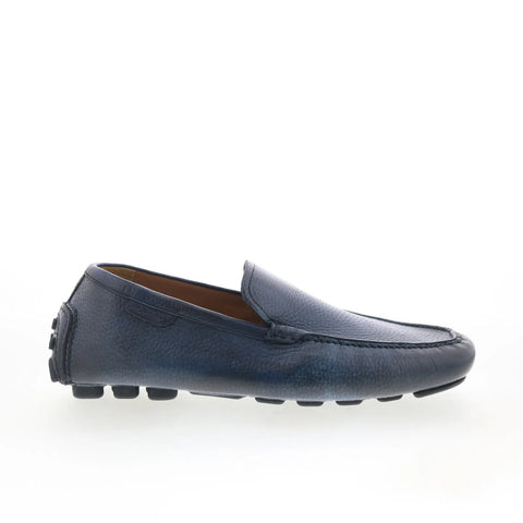 Di Bianco Cairoli Mens Blue Leather Loafers & Slip Ons Moccasin Shoes