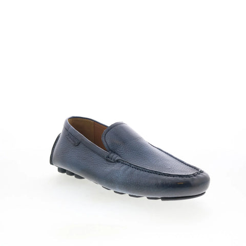 Di Bianco Cairoli Mens Blue Leather Loafers & Slip Ons Moccasin Shoes