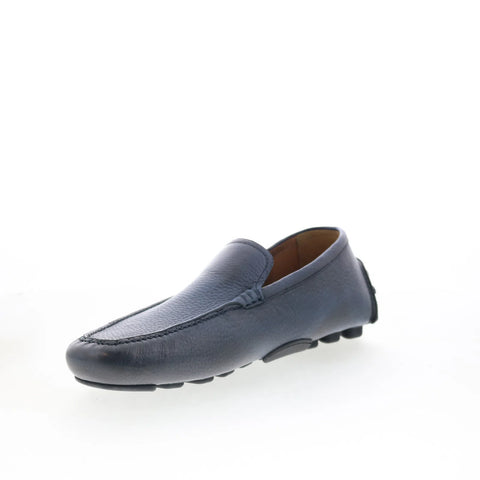 Di Bianco Cairoli Mens Blue Leather Loafers & Slip Ons Moccasin Shoes