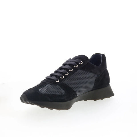 Di Bianco Capri Mens Black Suede Lace Up Lifestyle Sneakers Shoes