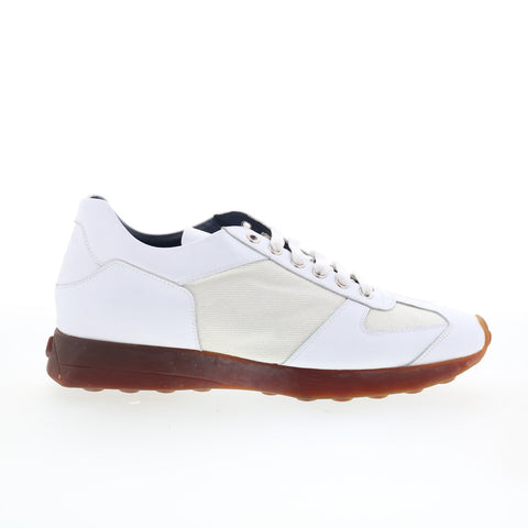 Di Bianco Carpi Mens White Leather Lace Up Lifestyle Sneakers Shoes