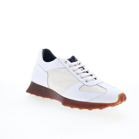 Di Bianco Carpi Mens White Leather Lace Up Lifestyle Sneakers Shoes