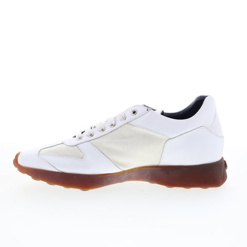 Di Bianco Carpi Mens White Leather Lace Up Lifestyle Sneakers Shoes