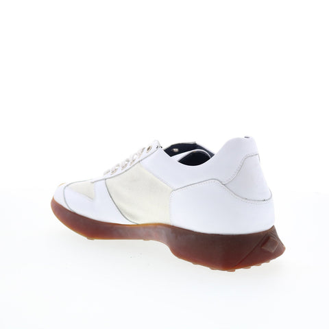 Di Bianco Carpi Mens White Leather Lace Up Lifestyle Sneakers Shoes
