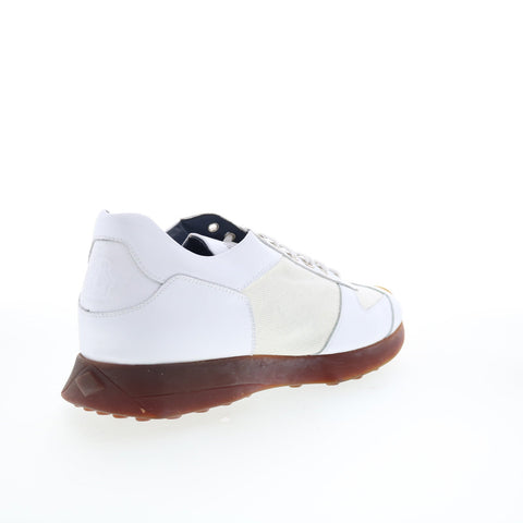 Di Bianco Carpi Mens White Leather Lace Up Lifestyle Sneakers Shoes