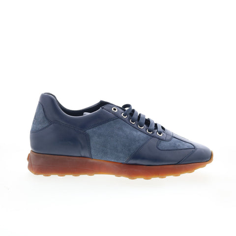 Di Bianco Carpi Runner Mens Blue Leather Lace Up Lifestyle Sneakers Shoes
