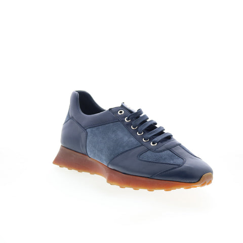 Di Bianco Carpi Runner Mens Blue Leather Lace Up Lifestyle Sneakers Shoes