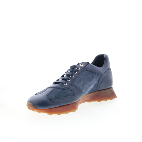 Di Bianco Carpi Runner Mens Blue Leather Lace Up Lifestyle Sneakers Shoes