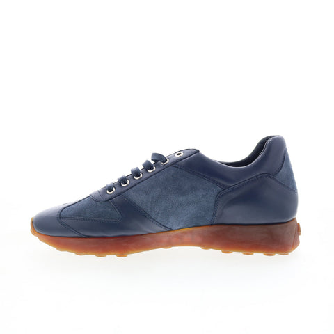 Di Bianco Carpi Runner Mens Blue Leather Lace Up Lifestyle Sneakers Shoes