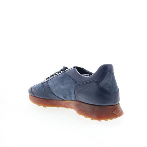 Di Bianco Carpi Runner Mens Blue Leather Lace Up Lifestyle Sneakers Shoes