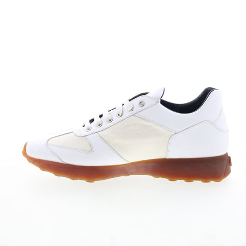 Di Bianco Carpi Mens White Leather Lace Up Lifestyle Sneakers Shoes