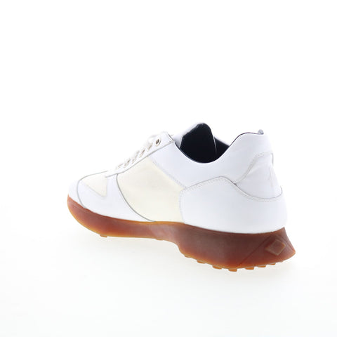Di Bianco Carpi Mens White Leather Lace Up Lifestyle Sneakers Shoes