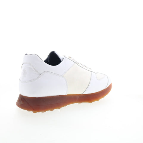 Di Bianco Carpi Mens White Leather Lace Up Lifestyle Sneakers Shoes