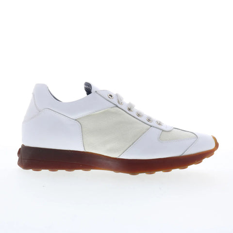 Di Bianco Carpi Mens White Leather Lace Up Lifestyle Sneakers Shoes