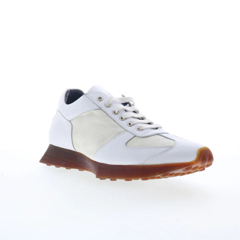 Di Bianco Carpi Mens White Leather Lace Up Lifestyle Sneakers Shoes