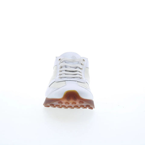Di Bianco Carpi Mens White Leather Lace Up Lifestyle Sneakers Shoes