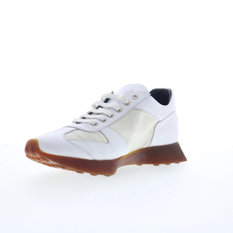 Di Bianco Carpi Mens White Leather Lace Up Lifestyle Sneakers Shoes