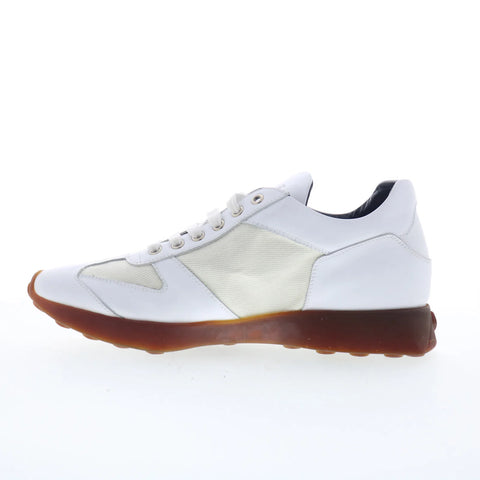 Di Bianco Carpi Mens White Leather Lace Up Lifestyle Sneakers Shoes