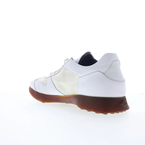 Di Bianco Carpi Mens White Leather Lace Up Lifestyle Sneakers Shoes