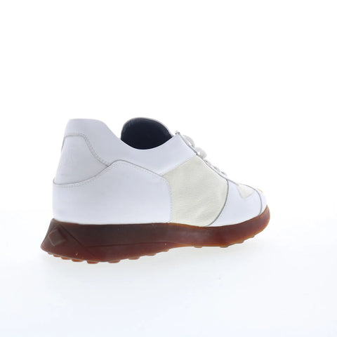 Di Bianco Carpi Mens White Leather Lace Up Lifestyle Sneakers Shoes