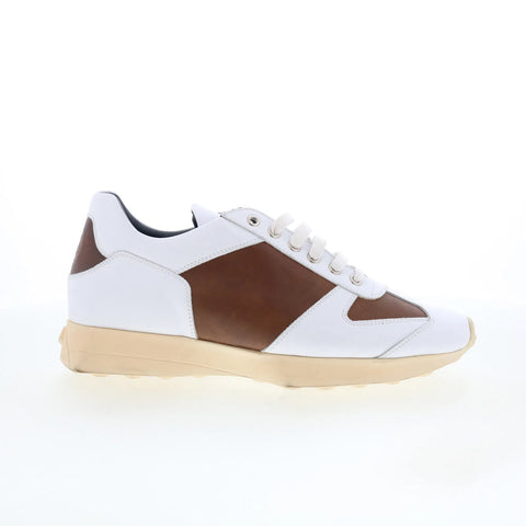 Di Bianco Carpi Mens White Leather Lace Up Lifestyle Sneakers Shoes