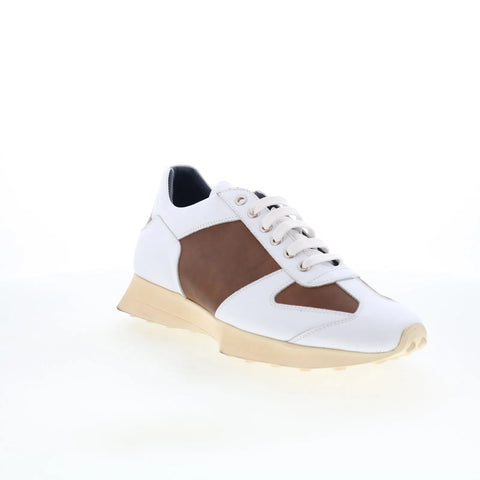 Di Bianco Carpi Mens White Leather Lace Up Lifestyle Sneakers Shoes