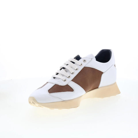 Di Bianco Carpi Mens White Leather Lace Up Lifestyle Sneakers Shoes