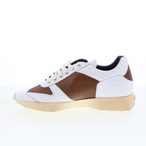Di Bianco Carpi Mens White Leather Lace Up Lifestyle Sneakers Shoes
