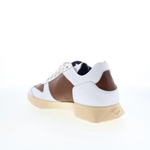 Di Bianco Carpi Mens White Leather Lace Up Lifestyle Sneakers Shoes
