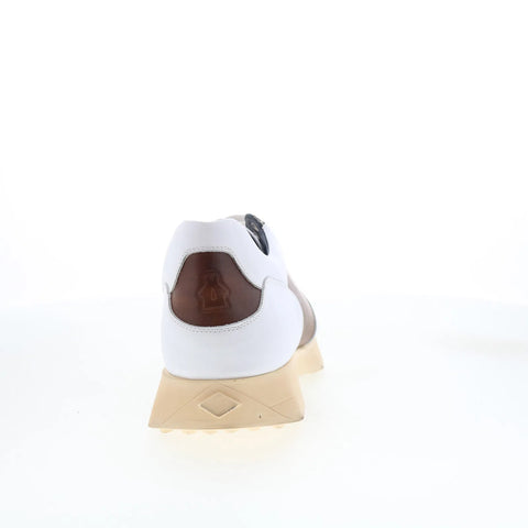 Di Bianco Carpi Mens White Leather Lace Up Lifestyle Sneakers Shoes