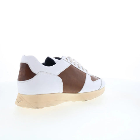 Di Bianco Carpi Mens White Leather Lace Up Lifestyle Sneakers Shoes