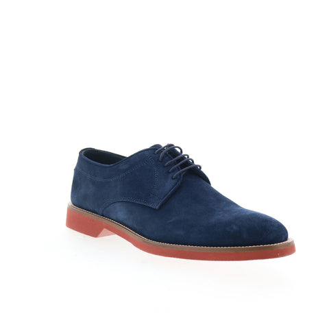 Pastori by Di Bianco Carus Mens Blue Suede Oxfords & Lace Ups Casual Shoes