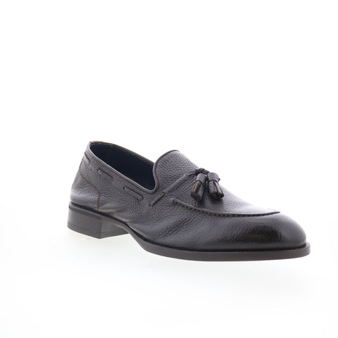 Di Bianco Cercola Mens Brown Leather Slip On Loafers & Slip Ons Tasseled Shoes